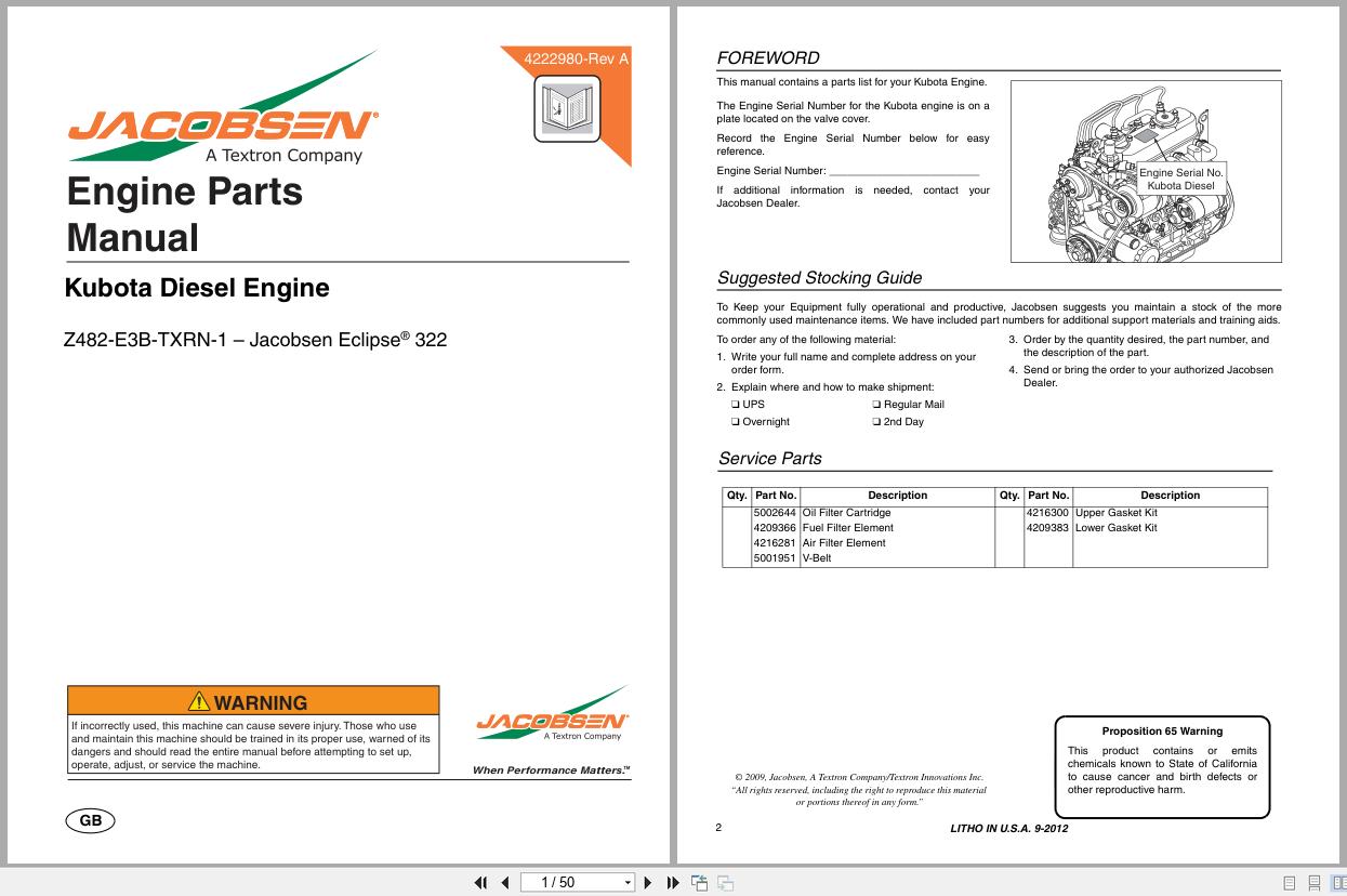 Jacobsen Greens Mower ECLIPSE 322 Hybrid Engine Parts Manual 4222980 A 2012 (1)