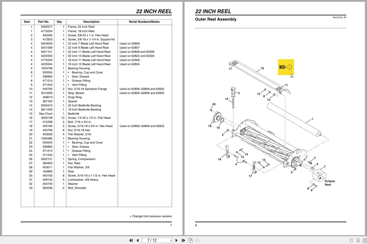 Jacobsen Greens Mower ECLIPSE2 5 Inch Reels Instruction Sheet 4223942 A (3)