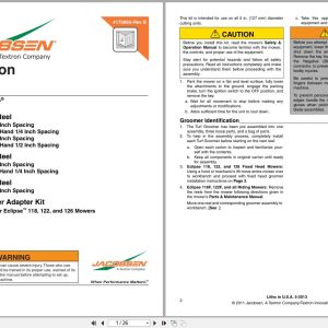 Jacobsen Greens Mower ECLIPSE2 Eclipse 100 Series 322 Turf Groomer Instruction Sheet 4170860 B (1)