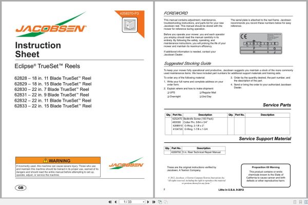 Jacobsen Greens Mower Eclipse2 Instruction Sheet 4258370 B 2012 (1)
