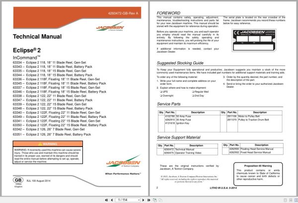Jacobsen Greens Mower Eclipse2 Technical Manual 4260472 Gb Rc 2014 (1)