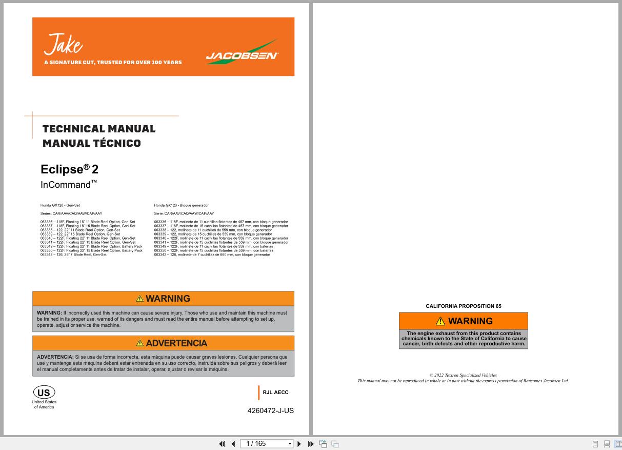 Jacobsen Greens Mower ECLIPSE2 Technical Manual 4260472 J US 2022 EN ES (1)