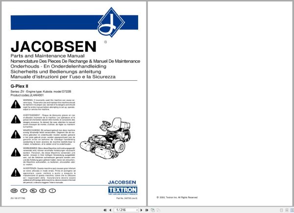 Jacobsen Greens Mower G Plex Ii Parts Maintenance Manual 24373Gr0 2000 (1)