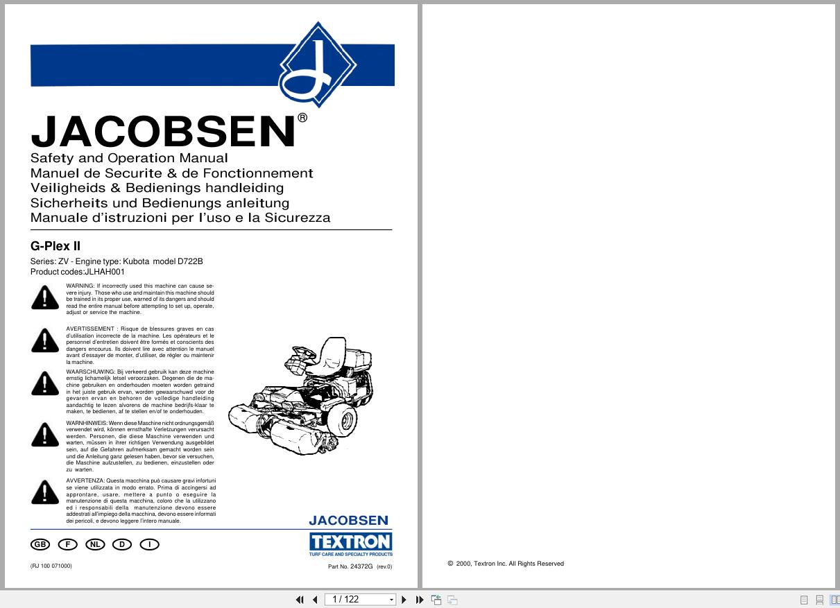 Jacobsen Greens Mower G Plex II Safety Operation Manual 24372GR0 2000 (1)