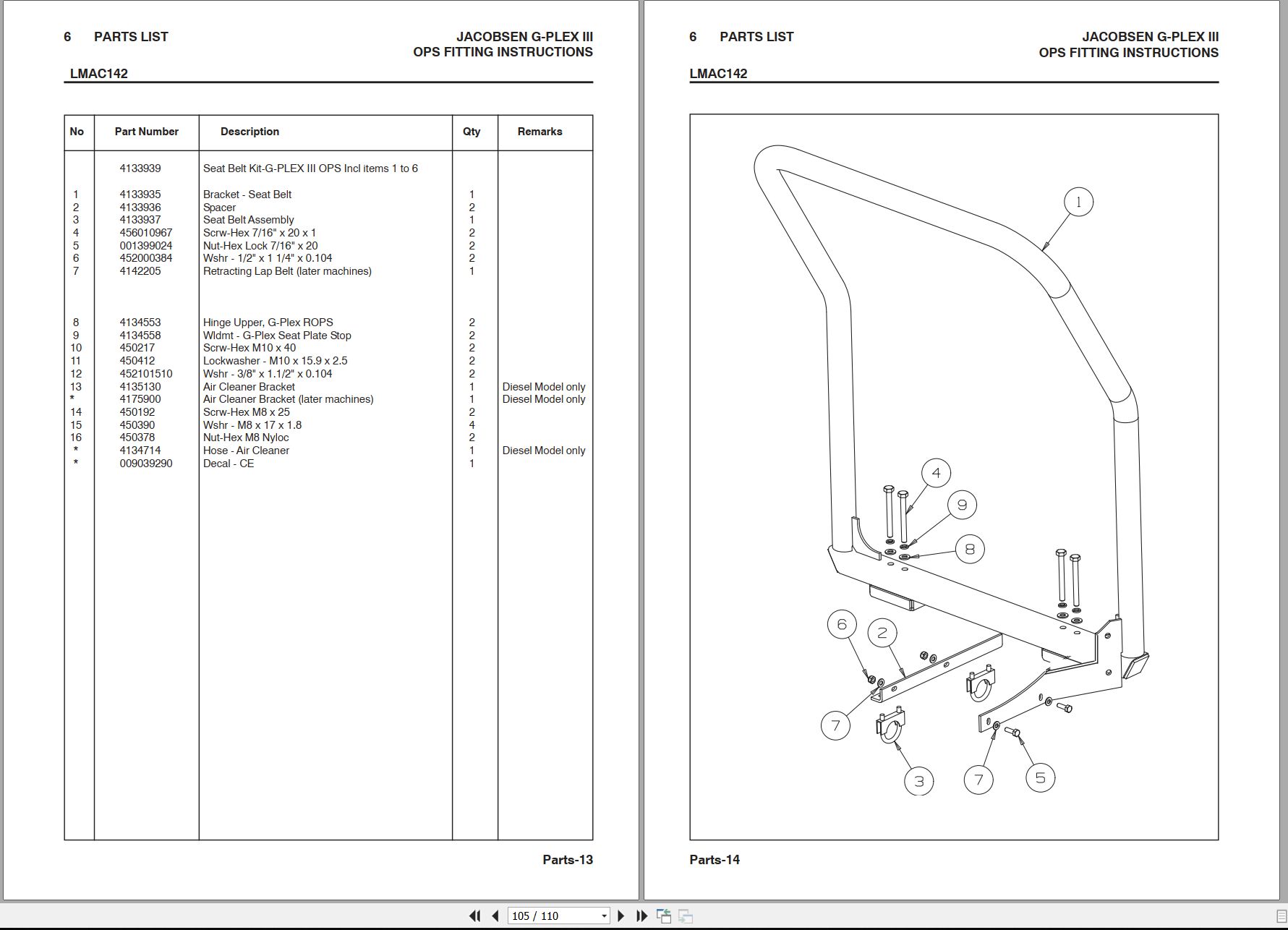 Jacobsen Greens Mower G Plex III OPS Frame Kit LMAC142 Installation Instructions 24730GR 1 2008 (3)