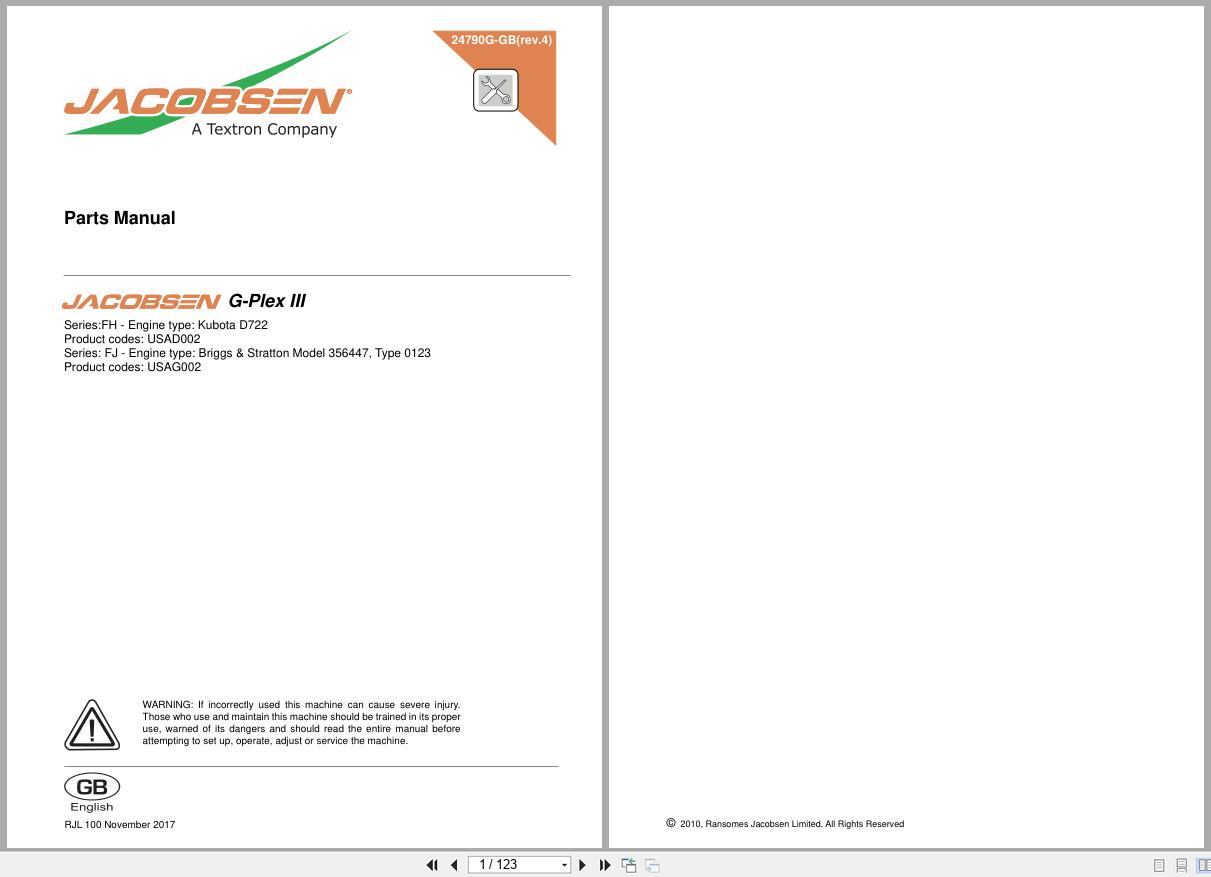 Jacobsen Greens Mower G Plex III Parts Manual 24790G R4 2017 (1)