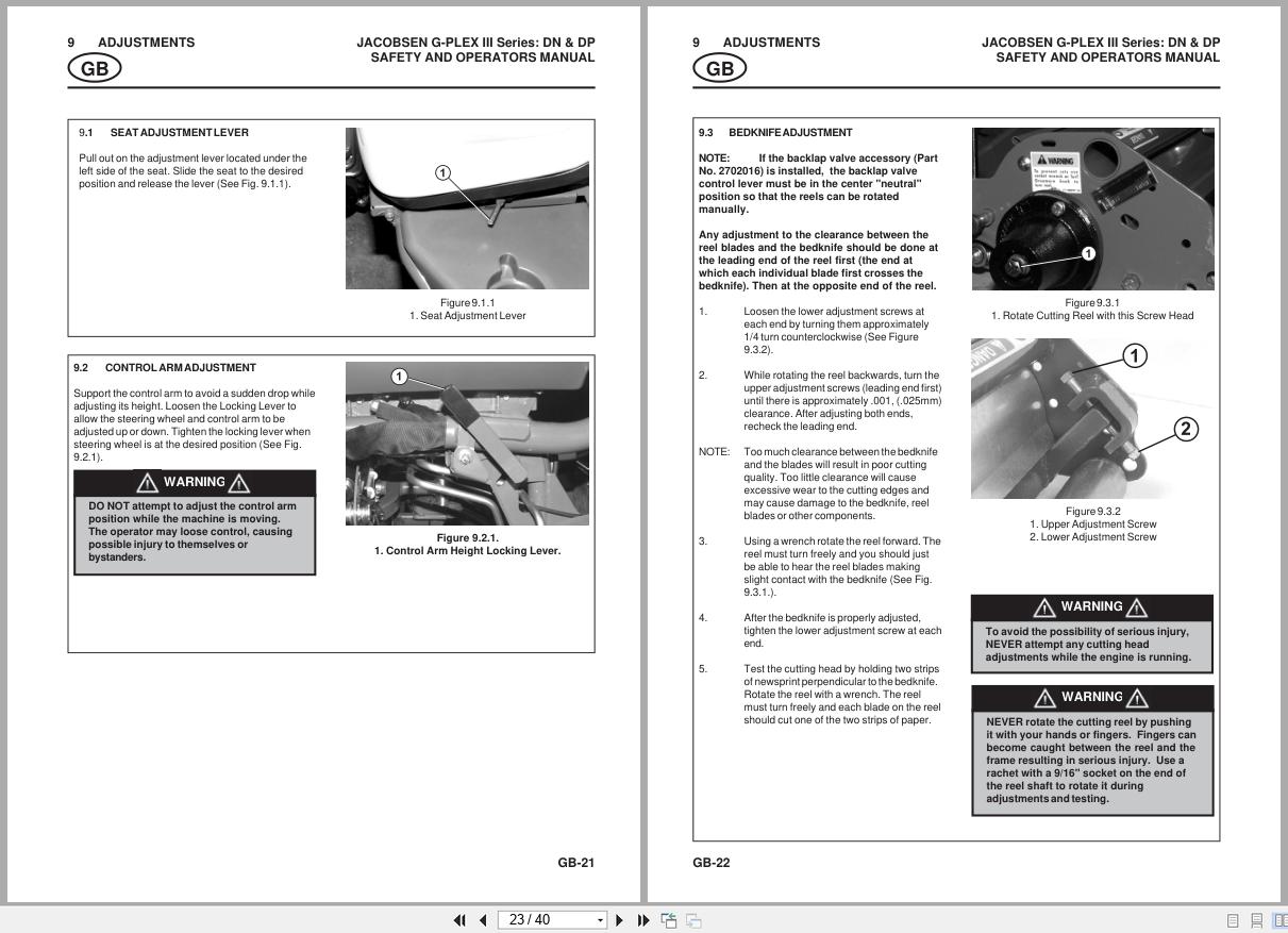 Jacobsen Greens Mower G Plex III Safety Operation Manual 24562G GB R0 2004 (2)