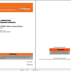 Jacobsen Greens Mower GP400 Safety Operation Maintenance Manual 10015205 A GB 2023 (1)