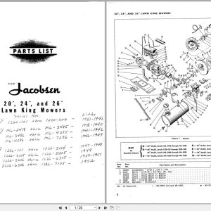 Jacobsen Lawn King Mowers 20 24 26 Parts List (1)