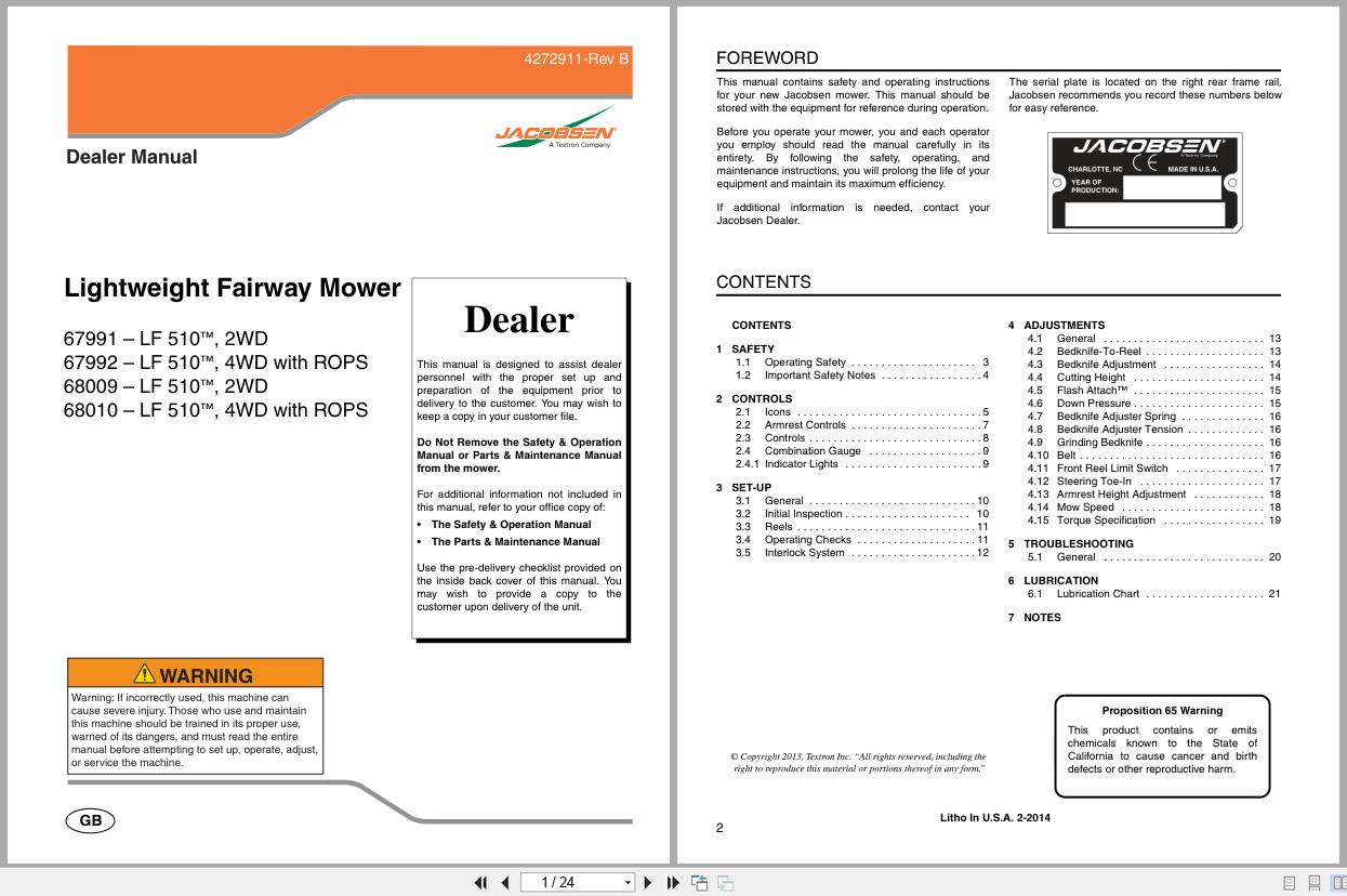 Jacobsen Lightweight Fairway Mower LF510 Dealer Manual 4272911 B 2018 (1)