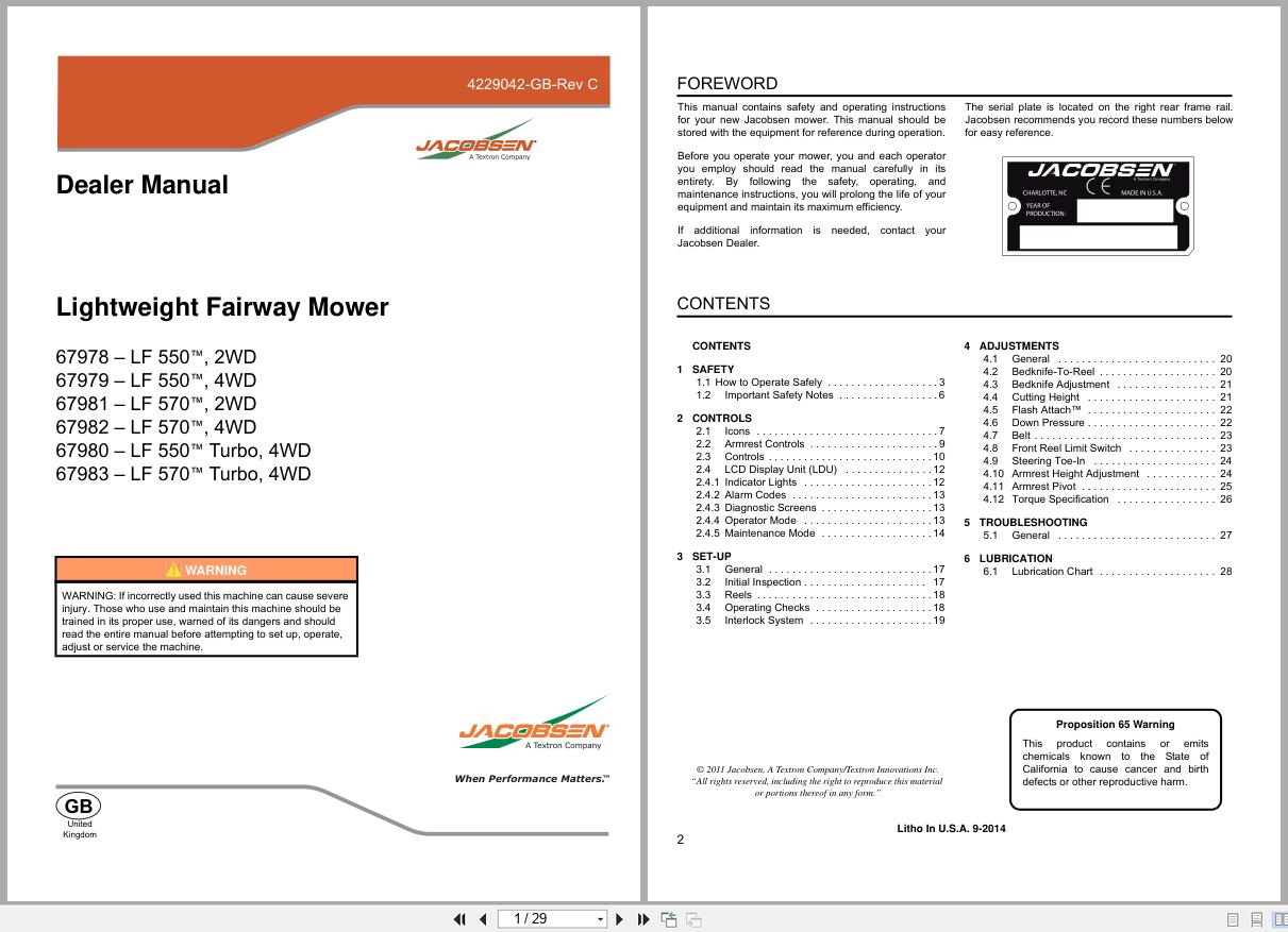 Jacobsen Lightweight Fairway Mower LF550 LF570 Dealer Manual 4229042 GB RC 2014 (1)