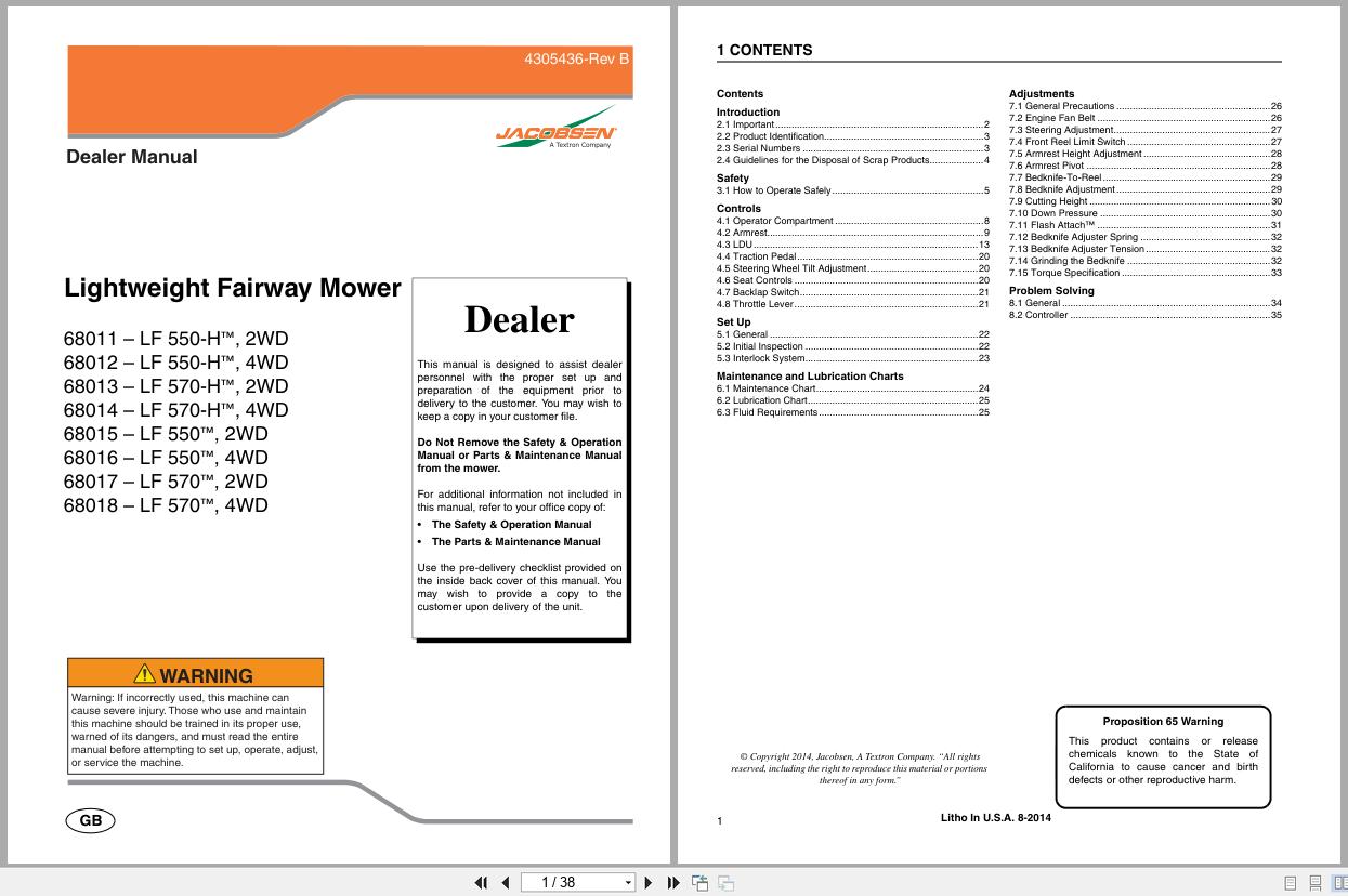 Jacobsen Lightweight Fairway Mower LF550 LF570 Dealer Manual 4305436 B 2014 (1)