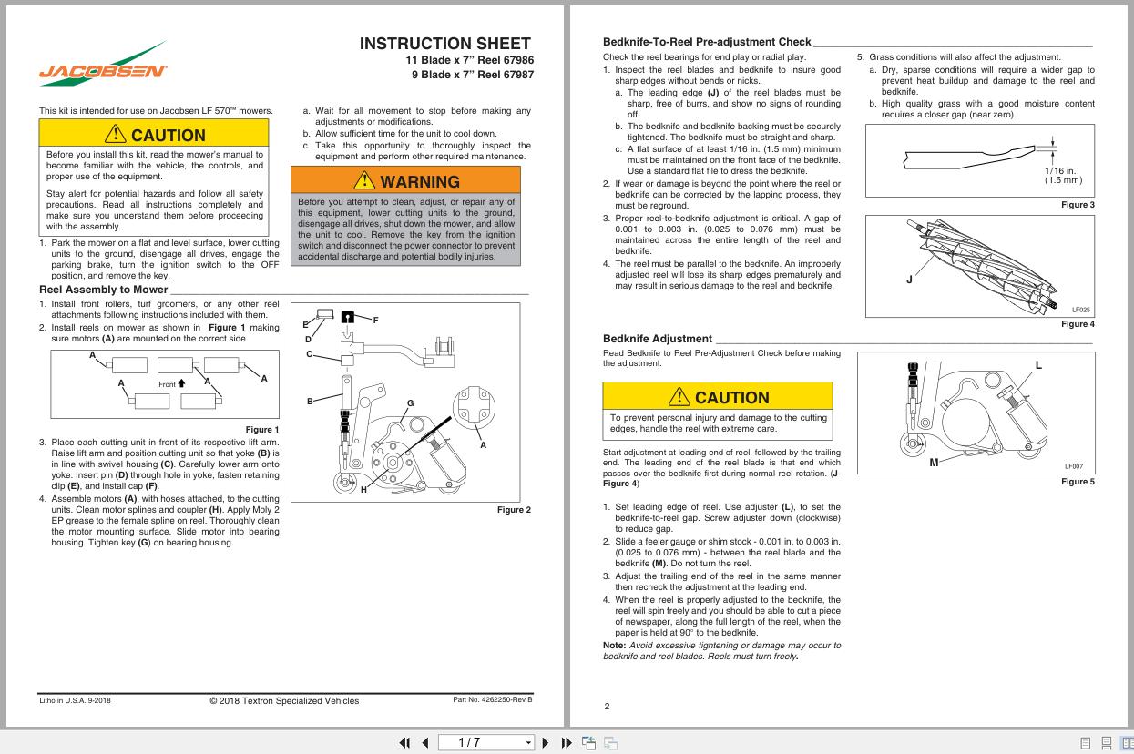 Jacobsen Mower 11 9 Blade x 7 Real 67986 67987 Instruction Sheet 4262250 B 2018 (1)