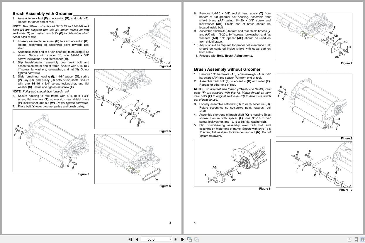 Jacobsen Mower 22 Rear Roller Brush 62820 Instruction Sheet 4235308 A 2013 (2)