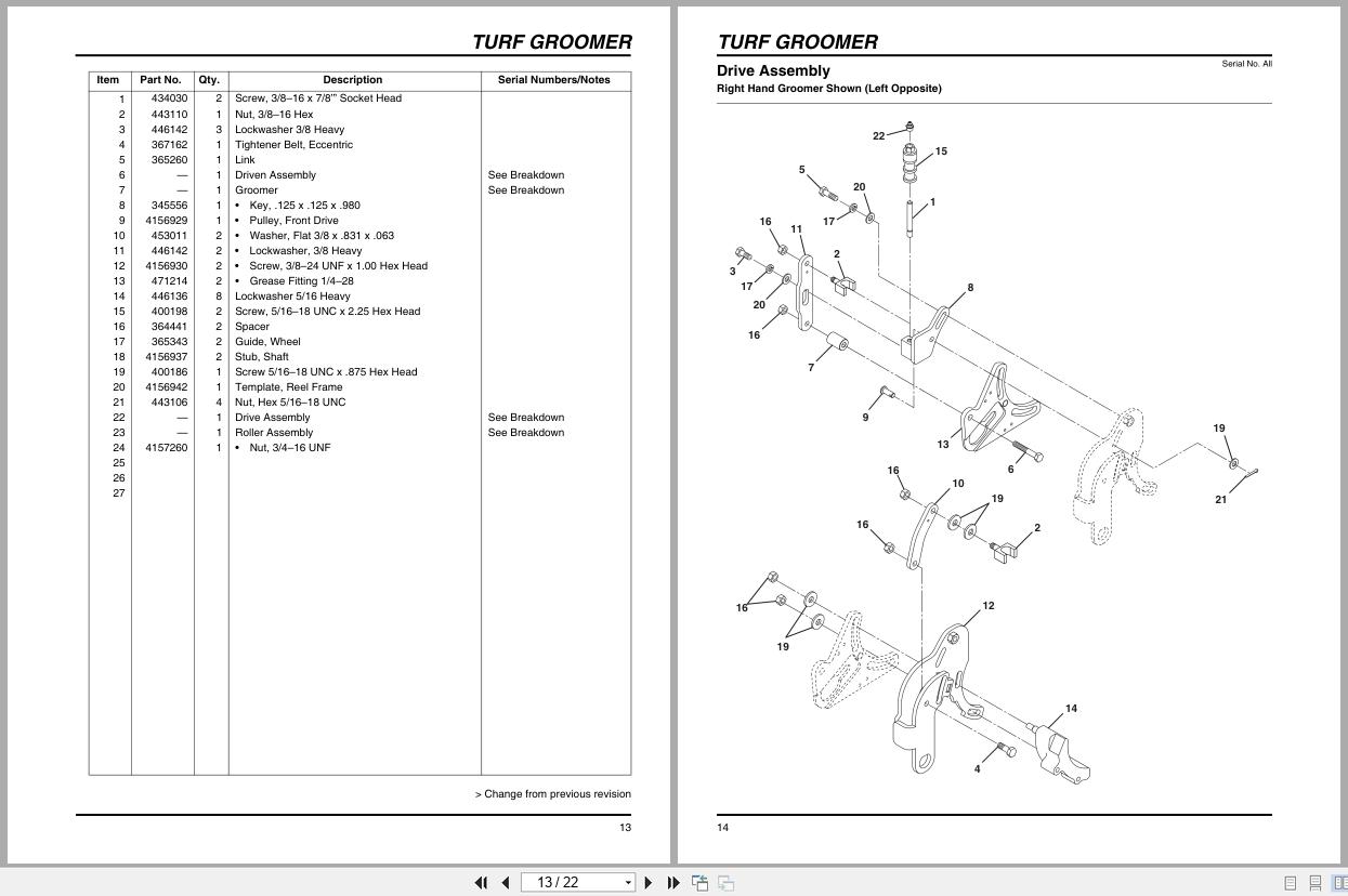 Jacobsen Mower 67954 67973 Groomer Kit Instruction Sheet 4156939 2007 (2)