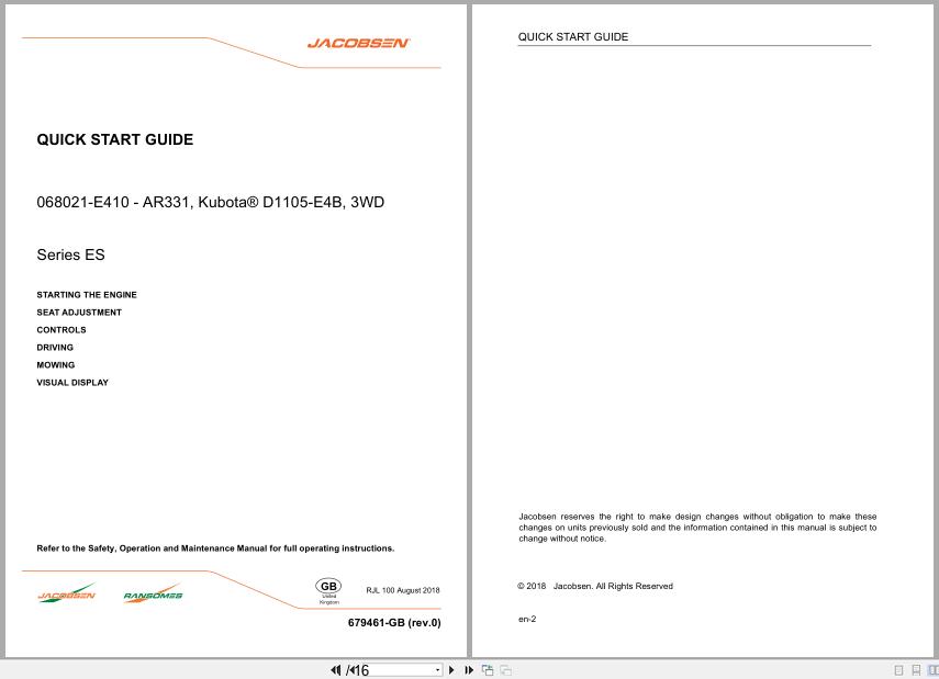 Jacobsen Mower AR331 Quick Start Owners Guide 679461 GB R0 2018 (1)
