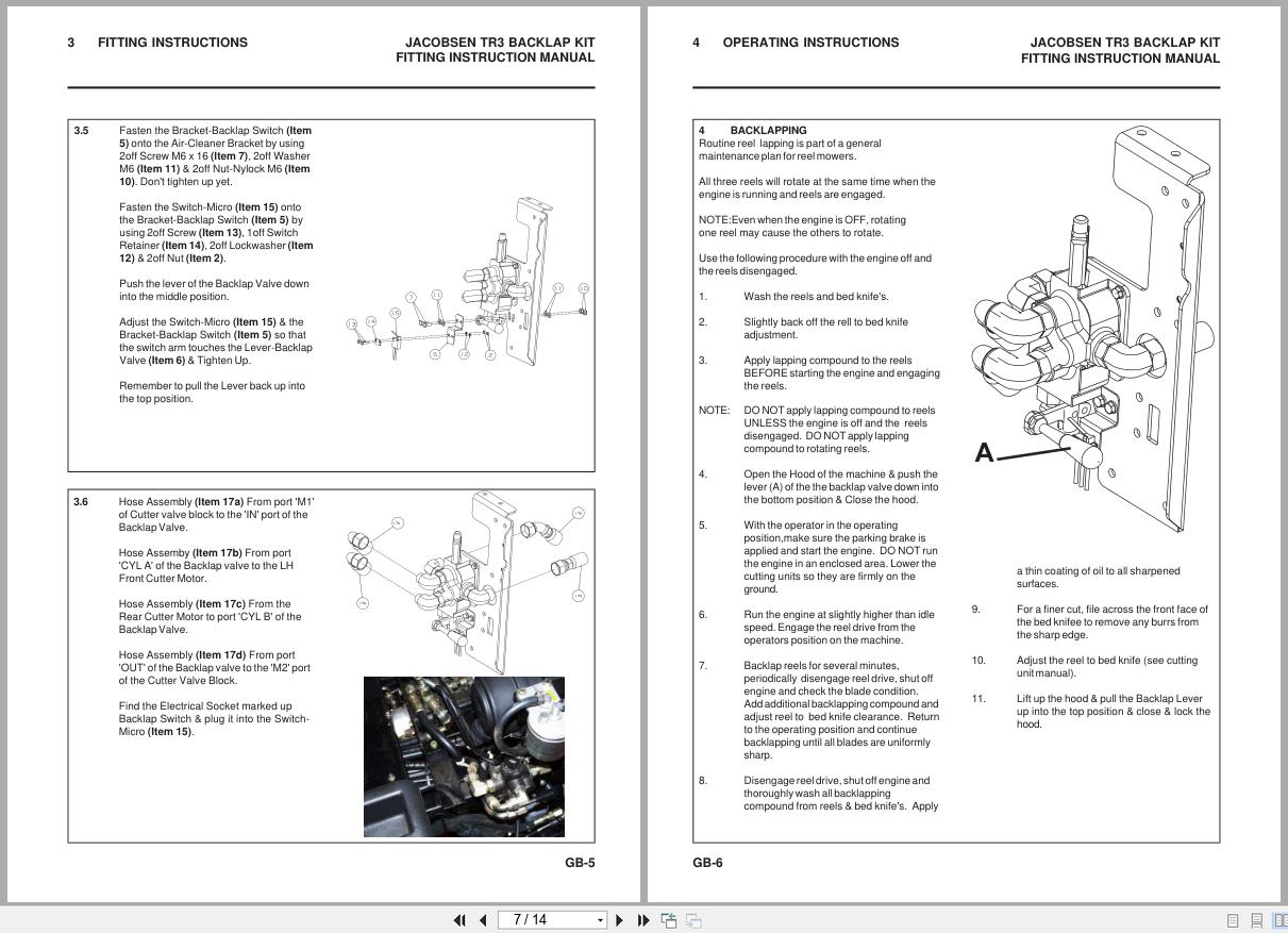 Jacobsen Mower Backlap Kit LMAC161 Fitting Instruction 24745G GB R0 2004 (2)
