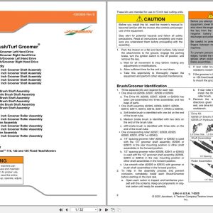 Jacobsen Mower Bi Directional Brush Turf Groomer Instruction Sheet 4390969 B 2020 (1)