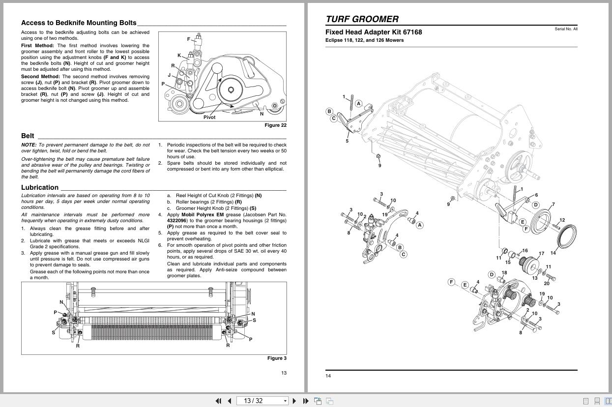 Jacobsen Mower Bi Directional Brush Turf Groomer Instruction Sheet 4390969 B 2020 (2)