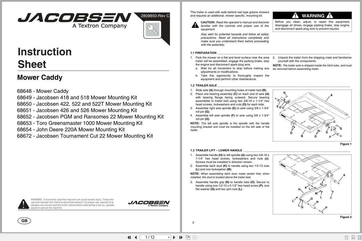 Jacobsen Mower Caddy Instruction Sheet 2809850 C (1)