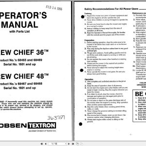 Jacobsen Mower Crew Chief Operators Parts Manual 363727 (1)