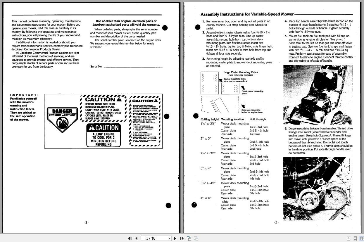 Jacobsen Mower Crew Chief Operators Parts Manual 363727 (2)