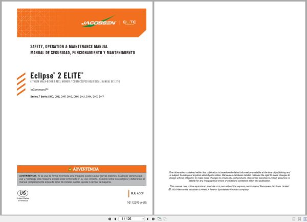 Jacobsen Mower ECLIPSE 2 ELITE Safety Operation Maintenance Manual 10112292 2025 EN ES (1) Jacobsen Mower Eclipse 2 Elite Safety Operation Maintenance Manual 10112292 2025 En Es (1)