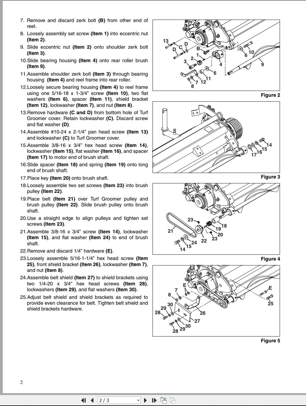 Jacobsen Mower ECLIPSE 322 Rear Roller Brush Kit Instruction Sheet 4226620 A 2011 (2)