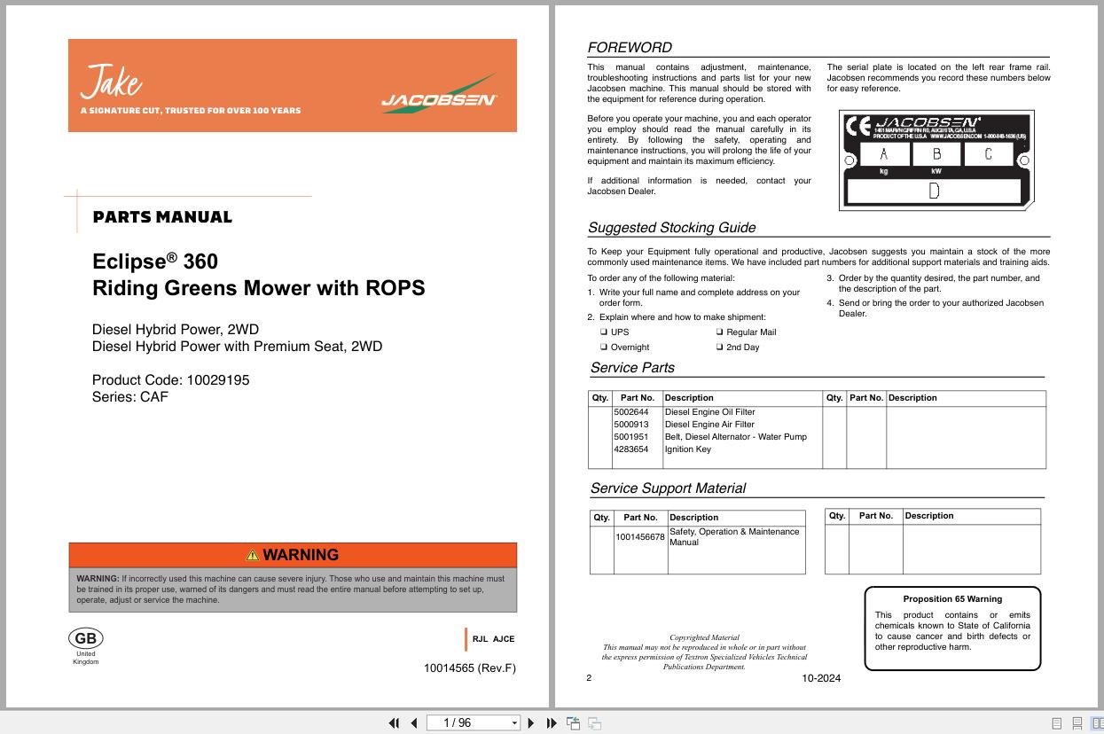 Jacobsen Mower Eclipse 360 Parts Manual 10014565 F 2024 (1)