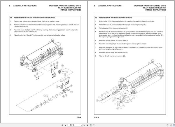 Jacobsen Mower Fairway 250 305 405 Rear Roller Brush Kits Instruction Sheet 24777G Gb 2006 (2)