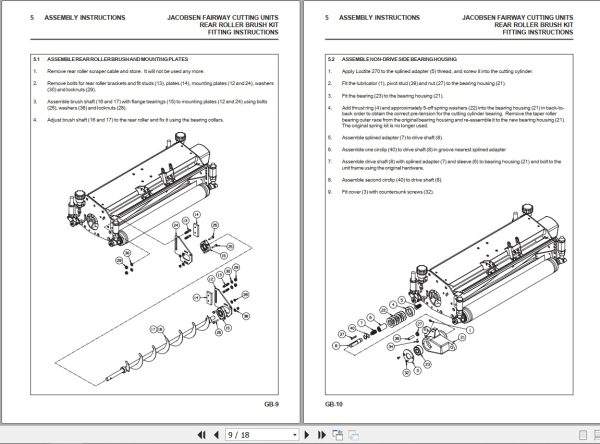 Jacobsen Mower Fairway 250 305 405 Rear Roller Brush Kits Instruction Sheet 24777G Gb 2006 (3)