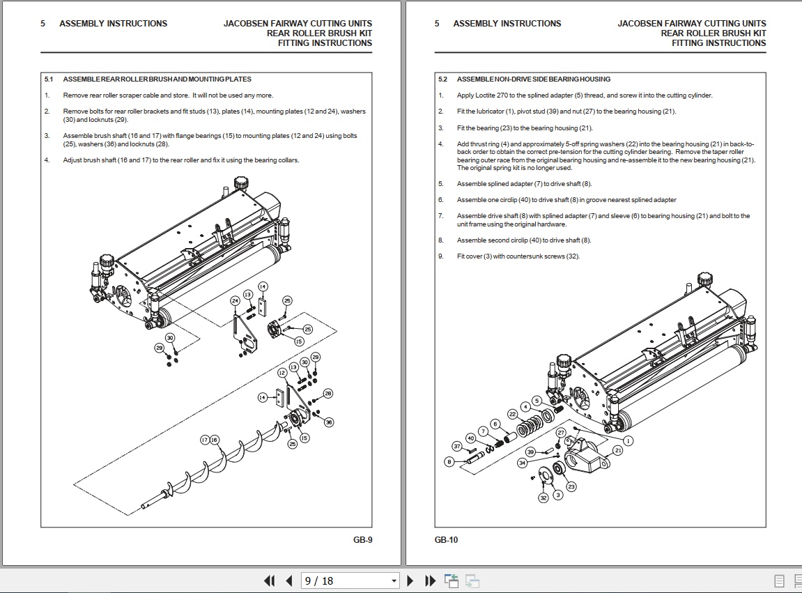 Jacobsen Mower Fairway 250 305 405 Rear Roller Brush Kits Instruction Sheet 24777G GB 2006 (3)