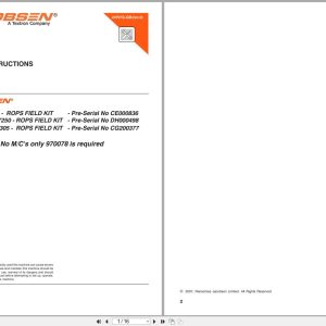 Jacobsen Mower Fairway 250 305 AR250 Rops Field Kit Fitting Instructions 24797G GB 2007 (1)