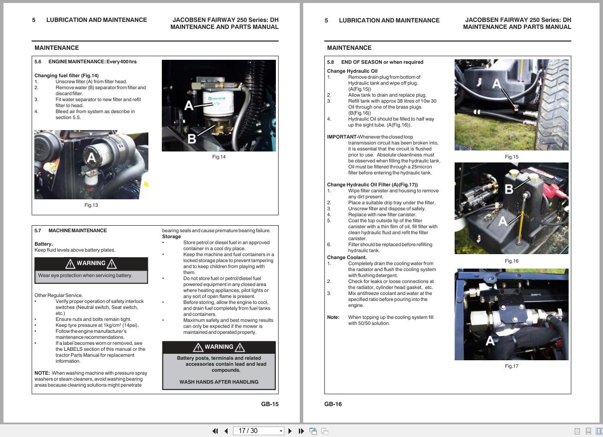 Jacobsen Mower Fairway 250 Maintenance Manual 24541G GB R4 2009 (2)