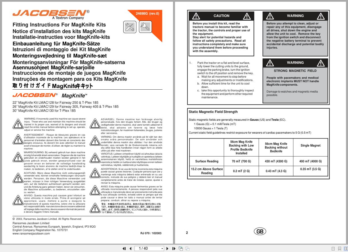 Jacobsen Mower Fairway 250 to T Plex 185 Fitting Instructions 24698GR0 2003 ML (1)