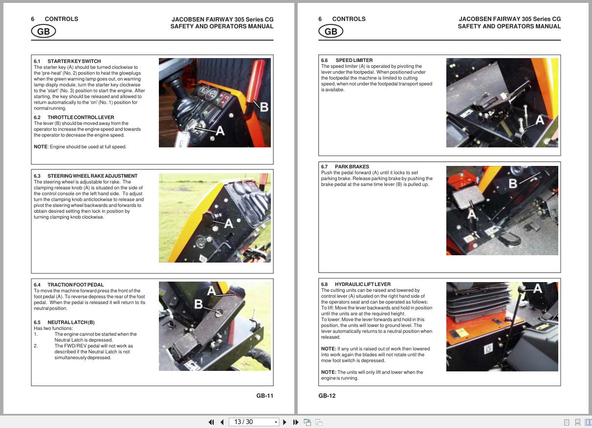 Jacobsen Mower Fairway 305 Safety Operation Manual 24493G GB R1 2003 (2)