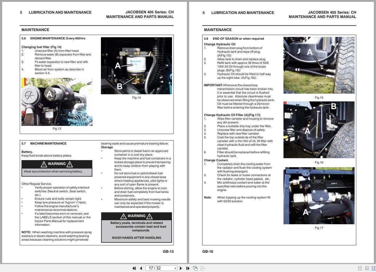 Jacobsen Mower Fairway 405 Maintenance Manual 24496G GB R5 2009 (2)