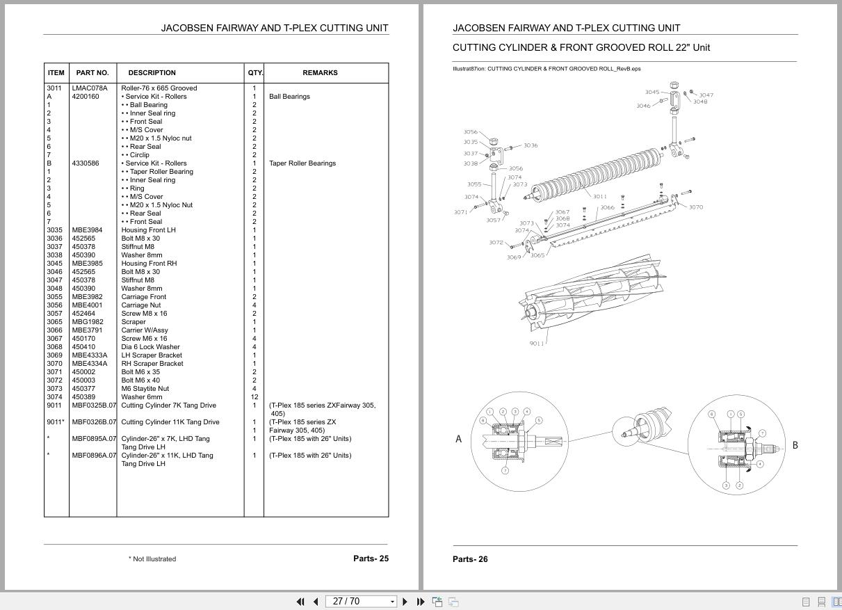 Jacobsen Mower Fairway And T Plex Cutting Unit Parts Manual 25048G R0 2016 (2)