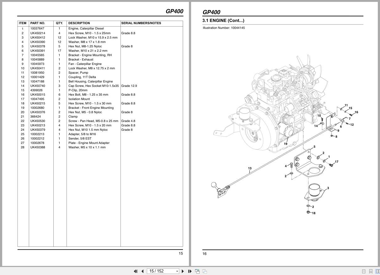 Jacobsen Mower GP400 Diesel Parts Manual 10019219 C GB 2025 (2)