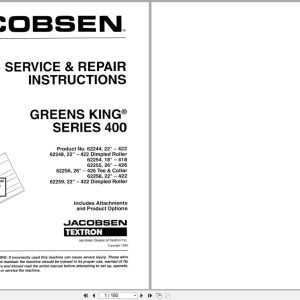Jacobsen Mower Greens King 400 Series Service Repair Manual 4171643 1995 (1)
