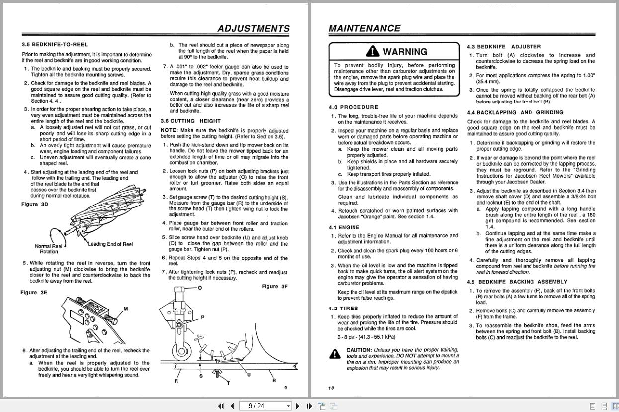Jacobsen Mower Greens King 422 Operators Parts Manual 366814 1992 (2)