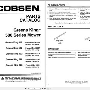 Jacobsen Mower Greens King 500 Series Parts Catalogue 3006867 1997 (1)