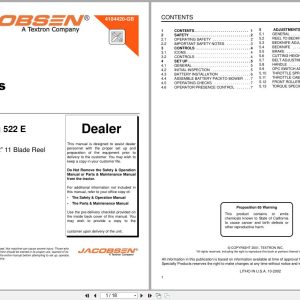 Jacobsen Mower Greens King 522 E Dealer Manual 4104420 GB 2001 (1)