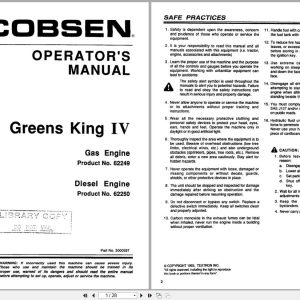 Jacobsen Mower Greens King IV Gas Diesel Safety Operation Manual 3000597 1993 (1)