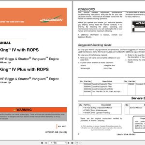 Jacobsen Mower Greens King IV Parts Maintenance Manual 4279831 B 2021 (1)