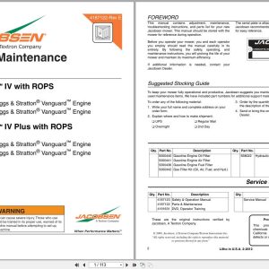 Jacobsen Mower Greens King IV Plus Parts Maintenance Manual 4187122 E 2012 (1)