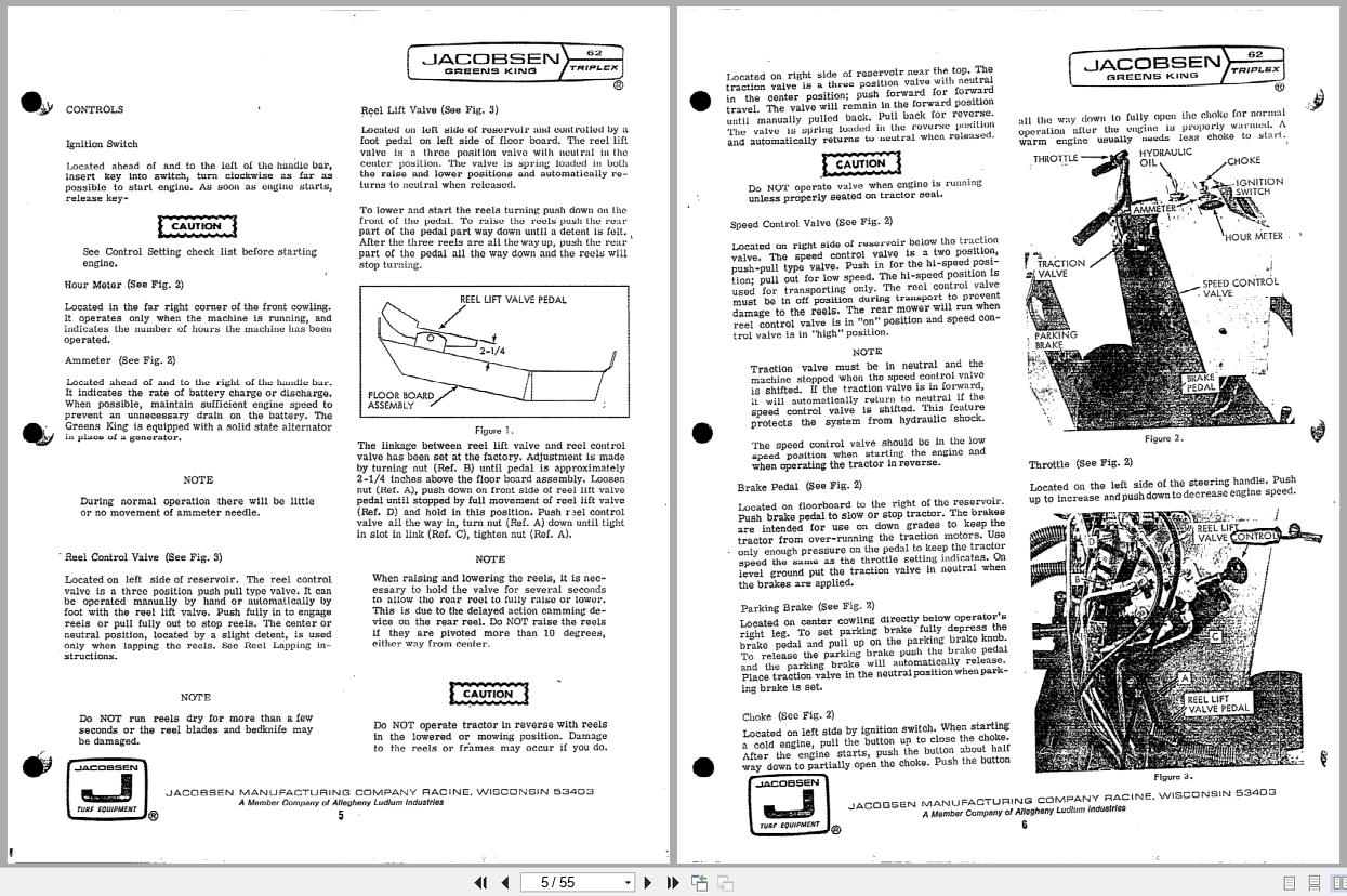 Jacobsen Mower Greens King Operators Manual And Parts List 352833 (2)