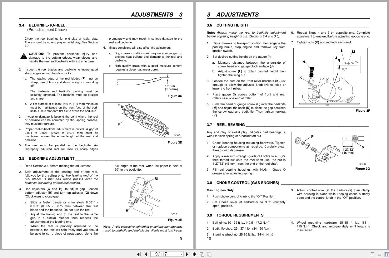 Jacobsen Mower Greens King V 1862G 1962D Parts Maintenance Manual 3010788 1999 (2)