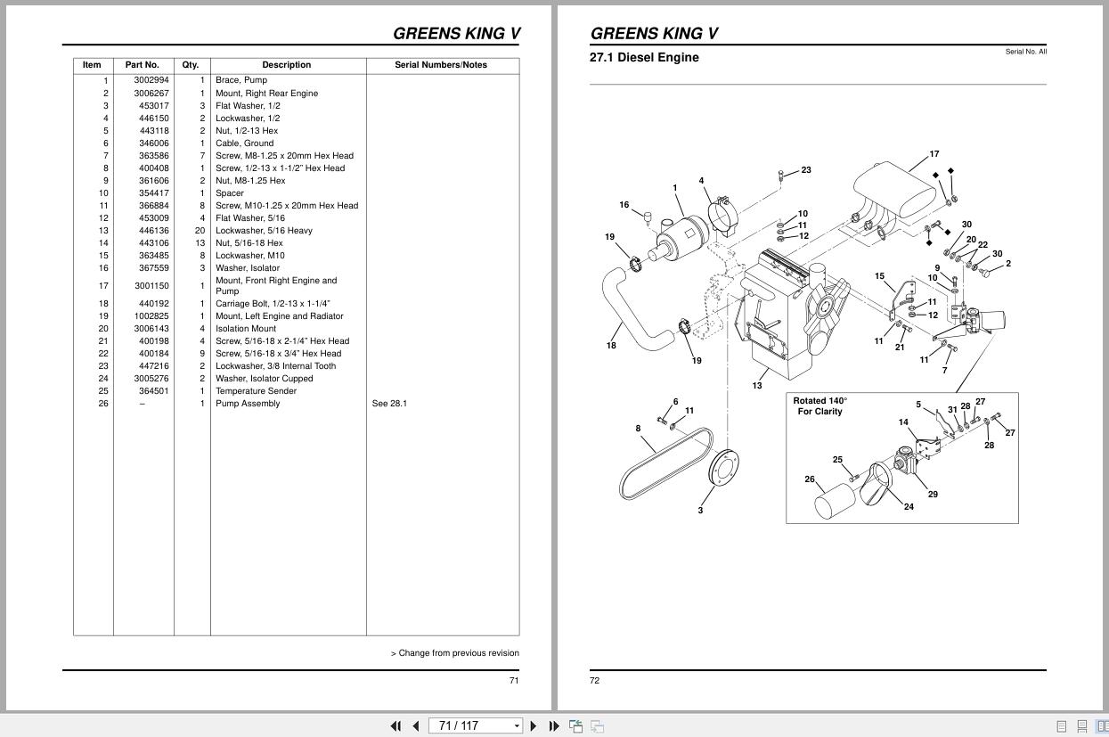Jacobsen Mower Greens King V 1862G 1962D Parts Maintenance Manual 3010788 1999 (3)