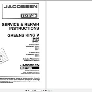Jacobsen Mower Greens King V 1862G 1962G Service Repair Manual 4171650 1995 (1)